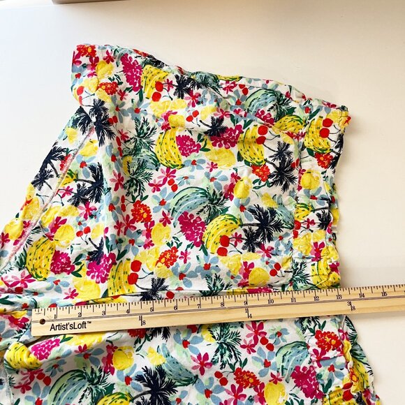LOFT Colorful Fruit Print Linen Pull On Shorts Comfort Waist Novelty Summer XL - Picture 7 of 8